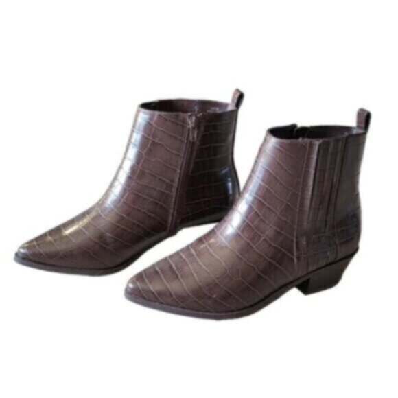 Brown Faux Leather Ankle Boots NEW Sz 8 wide - Picture 6 of 6